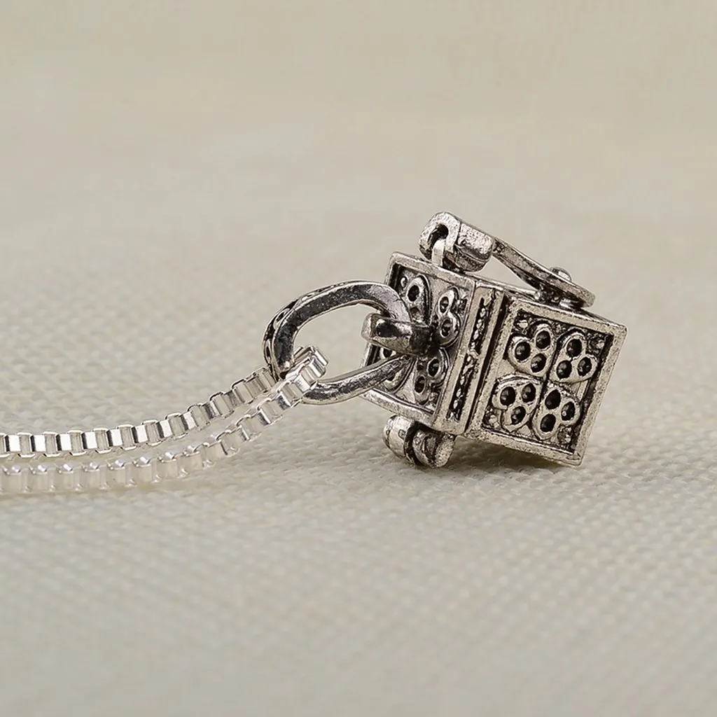 Ожерелье Pandora's Secret с цилиндрической коробкой из титановой стали памятная кулон
