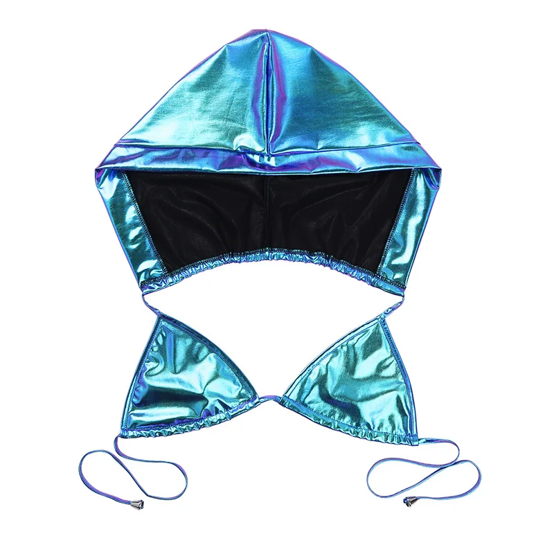 Женский Блестящий металлический бикини с глубоким V-образным вырезом и открытой