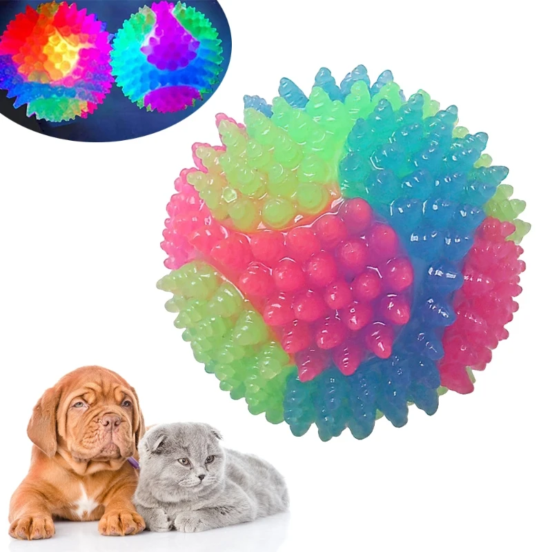 

Dog Toys Flashing Elastic Spiky Rubber Balls for Small Medium & Large Dogs 85DA