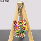 Брелок для ключей с польским фольклорным рисунком, классический акриловый модный аксессуар для автомобильных ключей с цветочным принтом, украшение в подарок