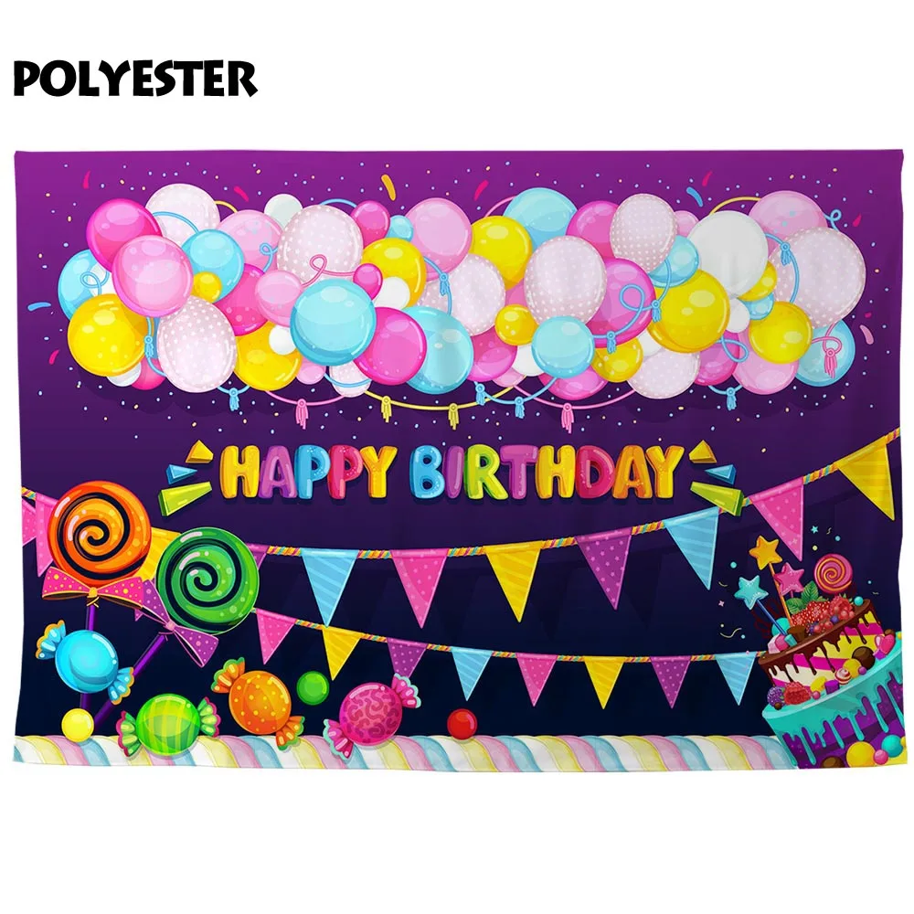 Allenjoy Candyland фотосессия красочные шары флаги леденец сахарные пирожные лента