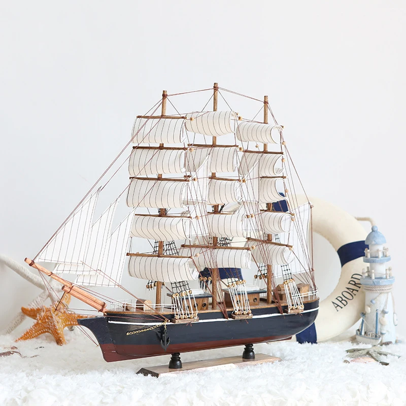 60cm Mediterranean Sailing Models Gifts Smoothly Wood Crafts Decoration Sailboat Wooden Boat Craft Manual Accessories Home Decor | Дом и сад