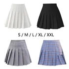 Юбка с завышенной талией для женщин и девочек, однотонная плиссированная юбка, для тенниса, школьная форма, мини-юбки юбка костюм для косплея