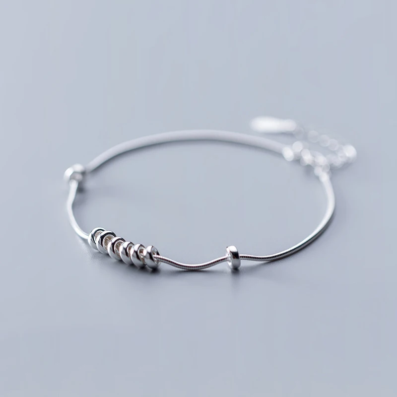 

MloveAcc High Quality 100% 925 Sterling Silver Elegant Double Layer Snake Chain Link Bracelet for Women Wedding Silver Fine Jewe