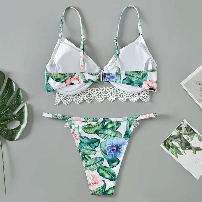 Rosielar 2020 Сексуальное Женское бикини Ретро V образный вырез цветочный купальник