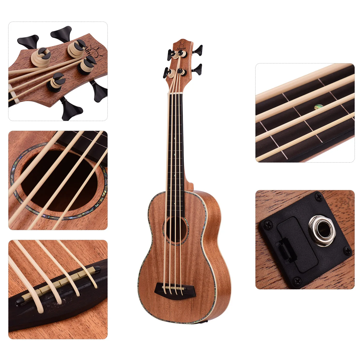 30 дюймов электрическая бас гитара укулеле ручной работы выполненная из Сапеле