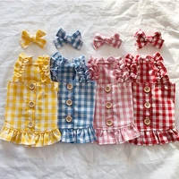 summer pet dog clothes ruffle dog dress suspender skirt yorkshire for puppy breathable sling skirt lattice dogs vest chihuahua
