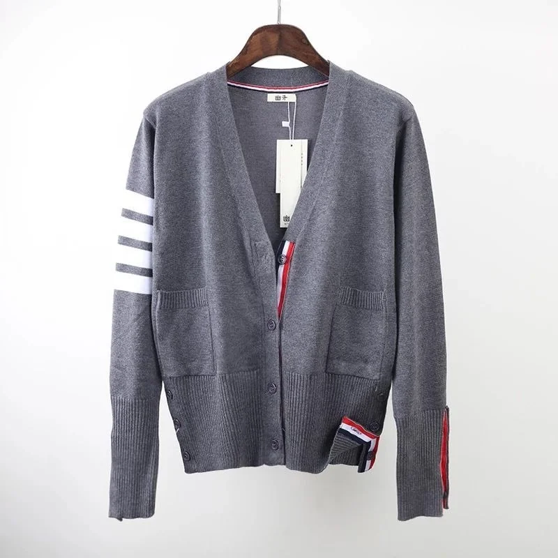 

JCHB Spring and Autumn European and American Knitted Shirts Striped Cardigan Women Sweater