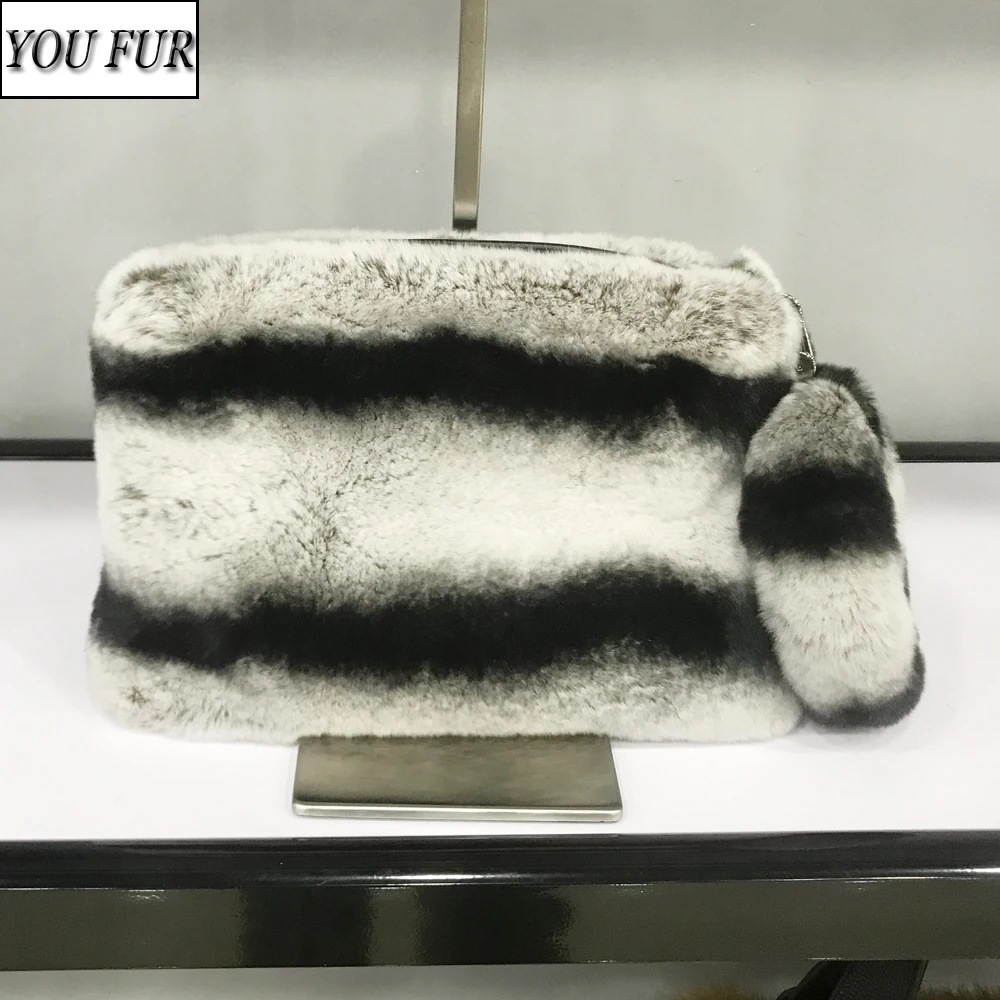 

New Winter Women 100% Natural Rex Rabbit Fur Wallet Bags Fashion Ladies Real Rex Rabbit Fur Purse Bags Girls Fur Handbags