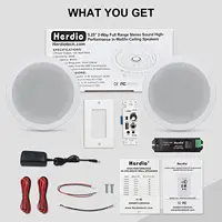 Herdio Home Audio Package Wall Mount Control Bluetooth Amplifier Receiver System with 300W in Ceiling Wall Passive Speakers
