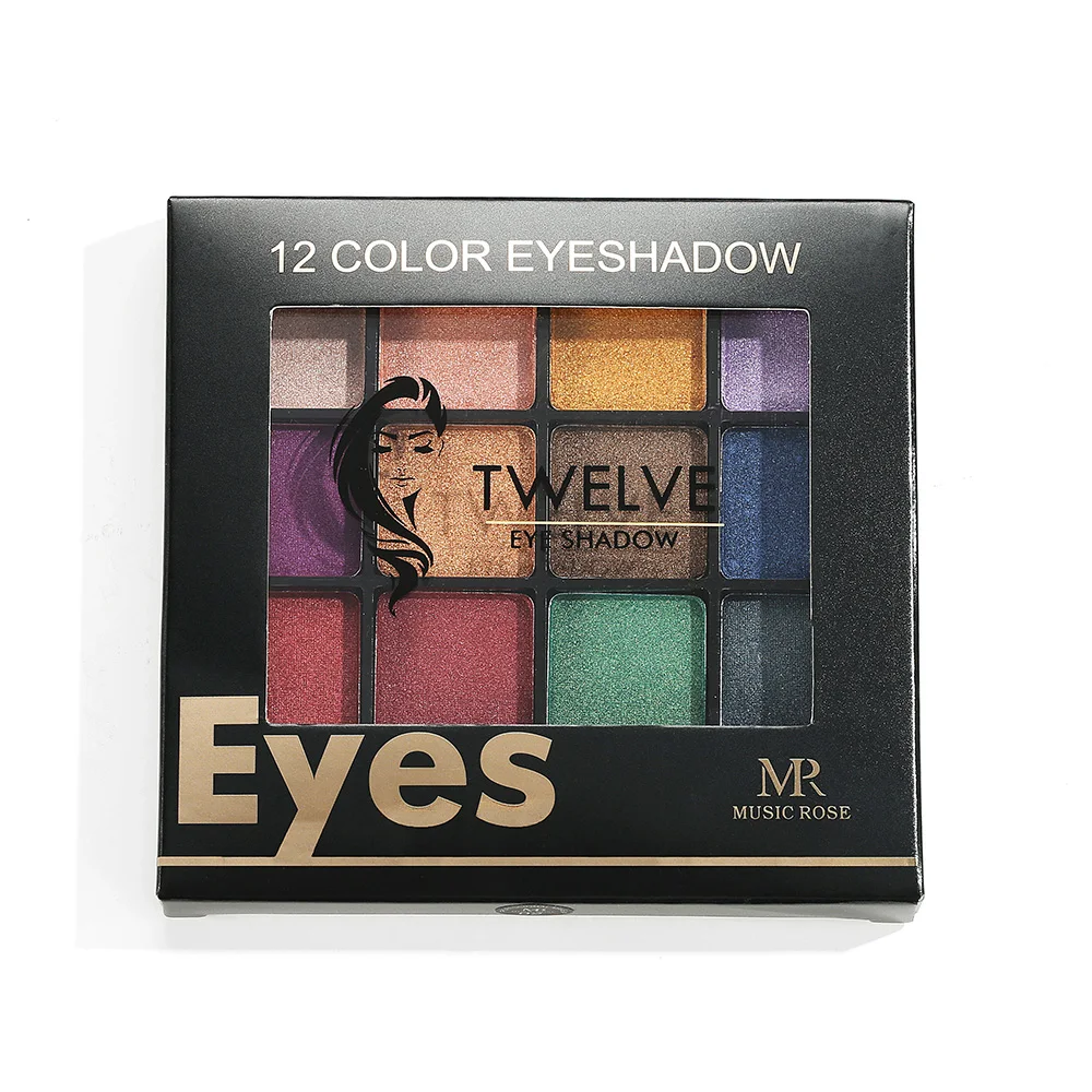 Палитра теней для век с блестками женщин и девушек водостойкая палитра 12 видов