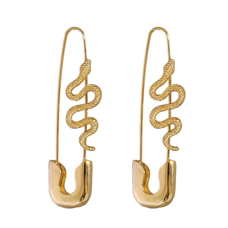 

Minar Unique Design Gold Color Safety Pink Pendant Earrings for Women Twist Snake Paperclip Drop Dangle Earrings Brincos 2021
