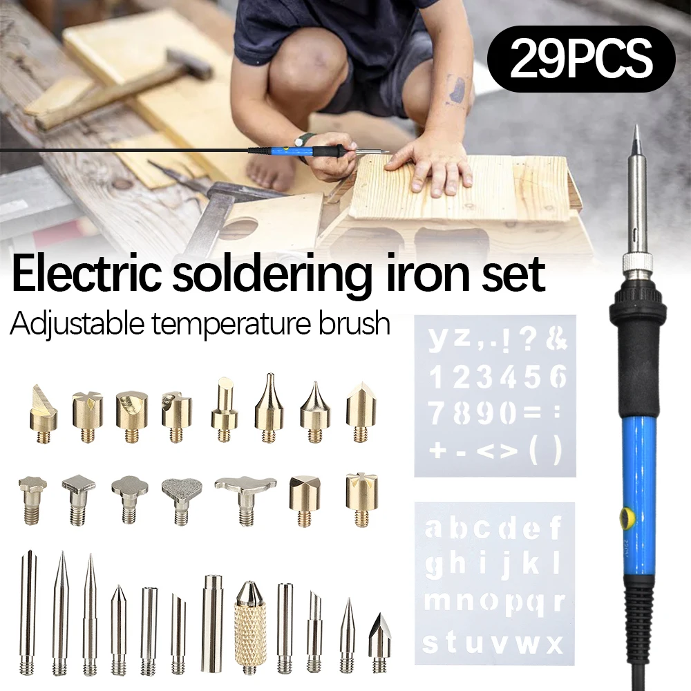 

1 Set 60W Engraving Pen Electric Soldering Iron Wood Burning Kit Flipping Word Embossing Pyrography Tool Craft Set UK/US/EU Plug