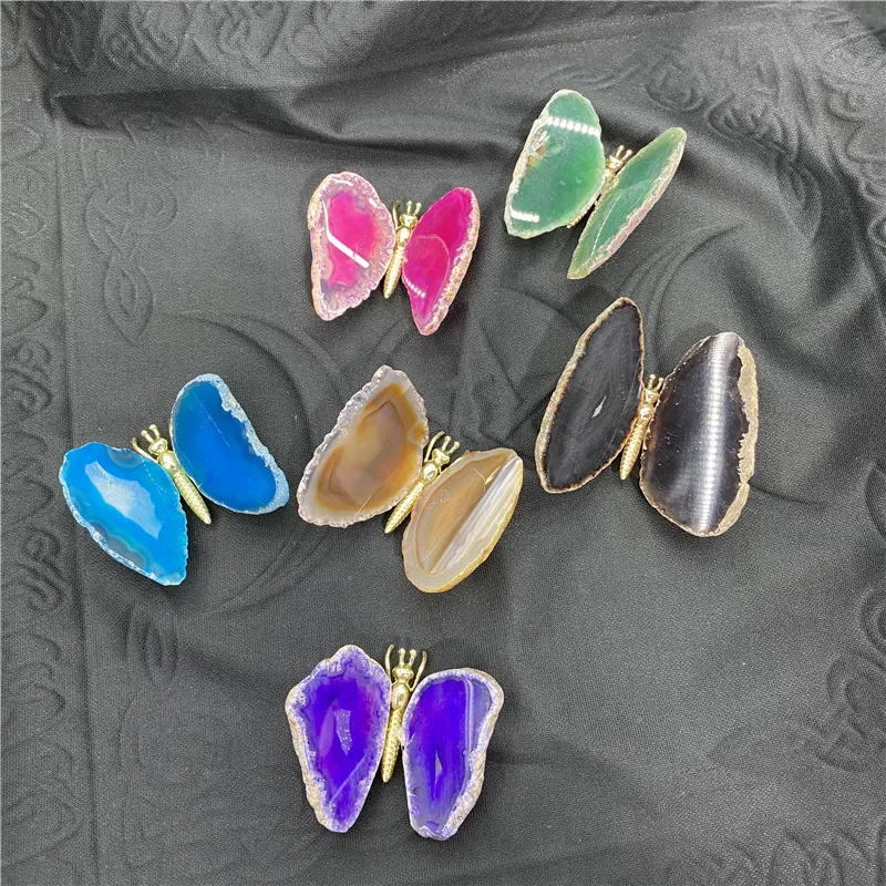 

Polished Crystal Butterfly Stones Purple AGATE SLAB Geode Slice Mineral