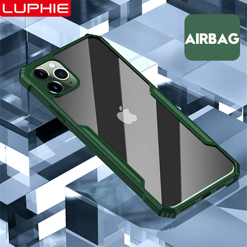 LUPHIE Luxury Military Armor Silicone Bumper Case For iPhone 11 Pro Max XS XR X 8 7 6 6s Plus Original Soft Clear Army Cover |