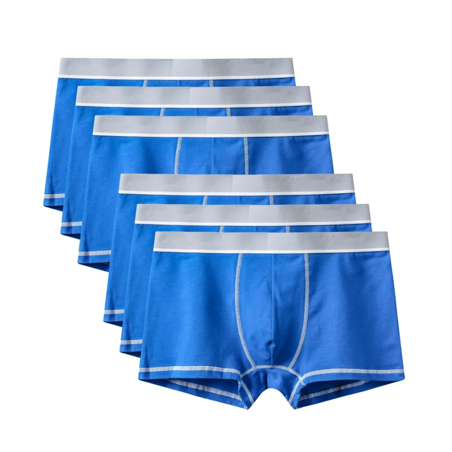 6Pcs A0608 Blue 6 шт./лот, фирменное качество,, новые модные сексуальные хлопковые шорты, мужские боксеры, шорты, мужское нижнее белье, мужские трусы, мужская одежда - Цвет: 6Pcs A0608 Blue