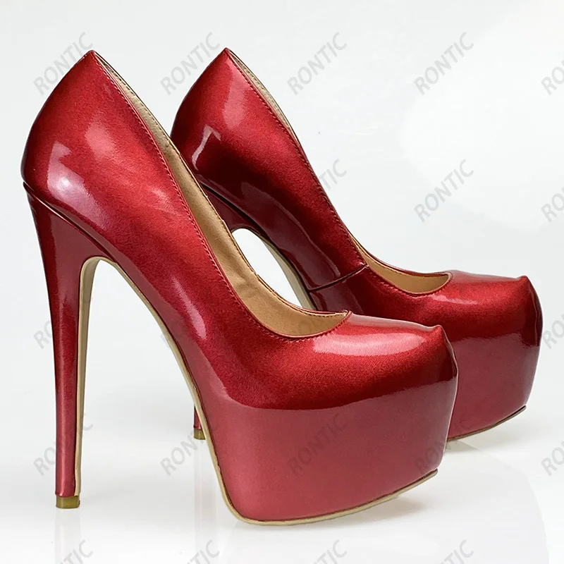 Женские туфли-лодочки из лакированной кожи с круглым носком размеры 5-20 | Обувь