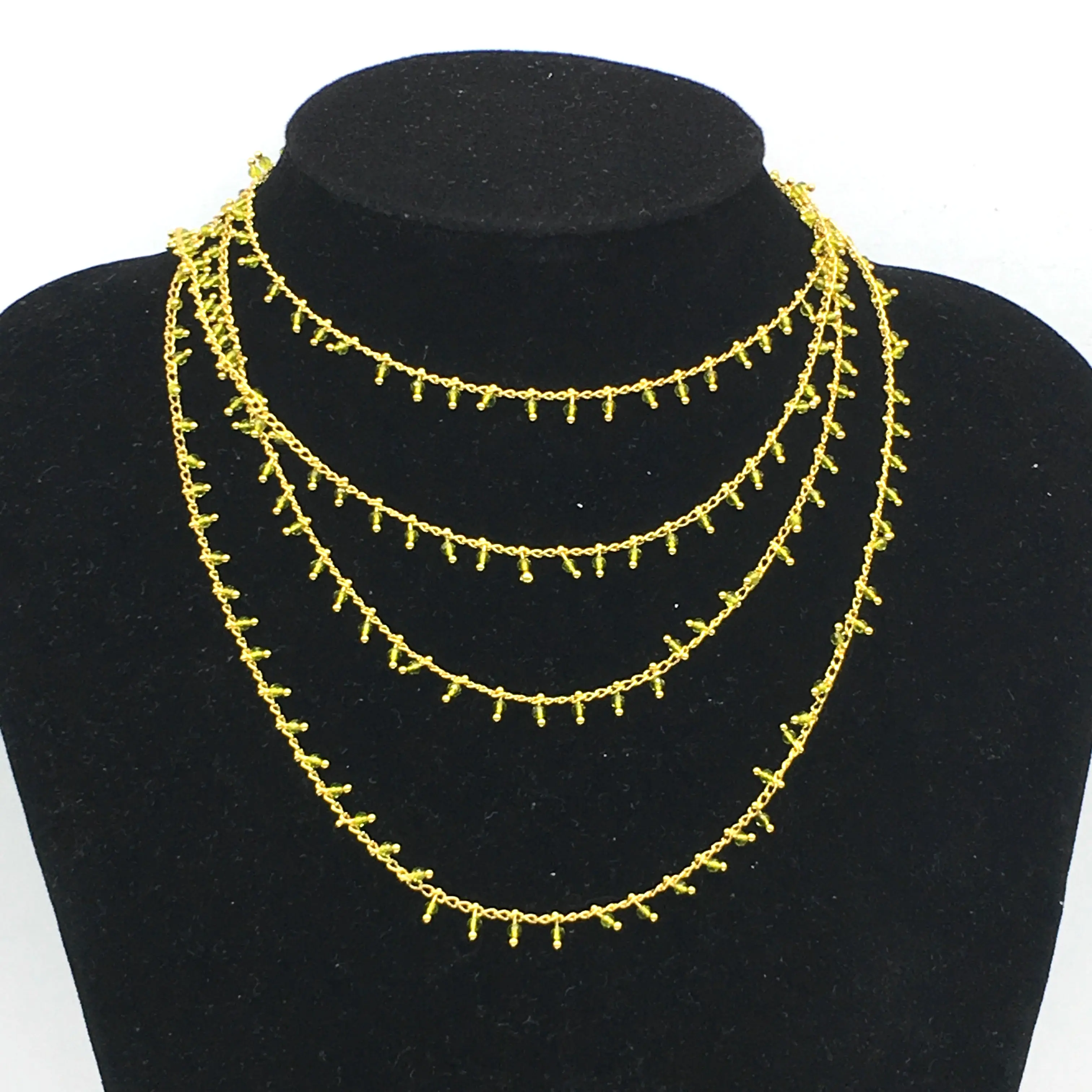 Зеленый цвет бисер из стеклянных кристаллов и цепь медных бусинок 2 мм граненый