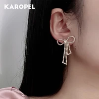 2021 new inlaid zircon bow earrings korean sexy women jewelry temperament party wedding earrings fashion student earrings