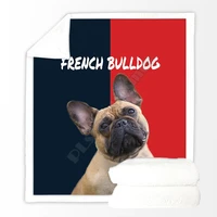 funny french bulldog cozy premium fleece sherpa 3d printed fleece blanket on bed home textiles dreamlike