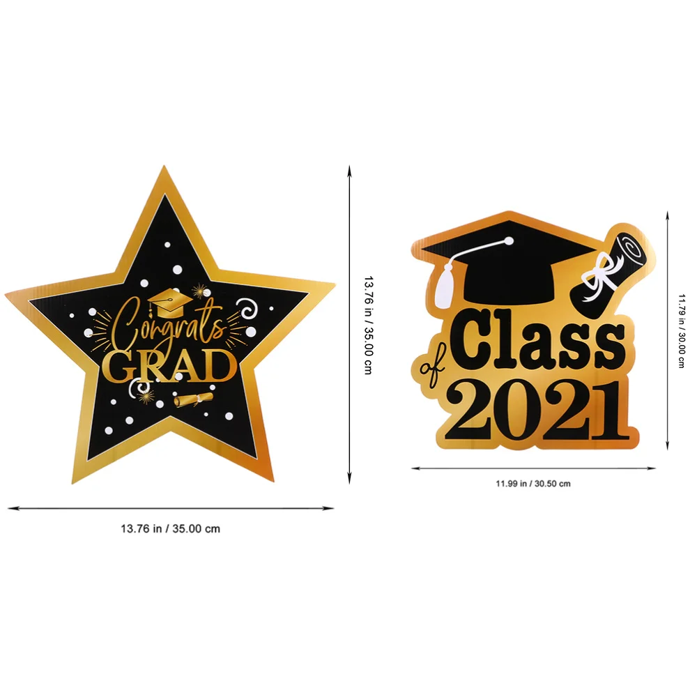 

2pcs Graduation Decorative Lawn Toppers Garden Lawn Grad Signs (Assorted Color)
