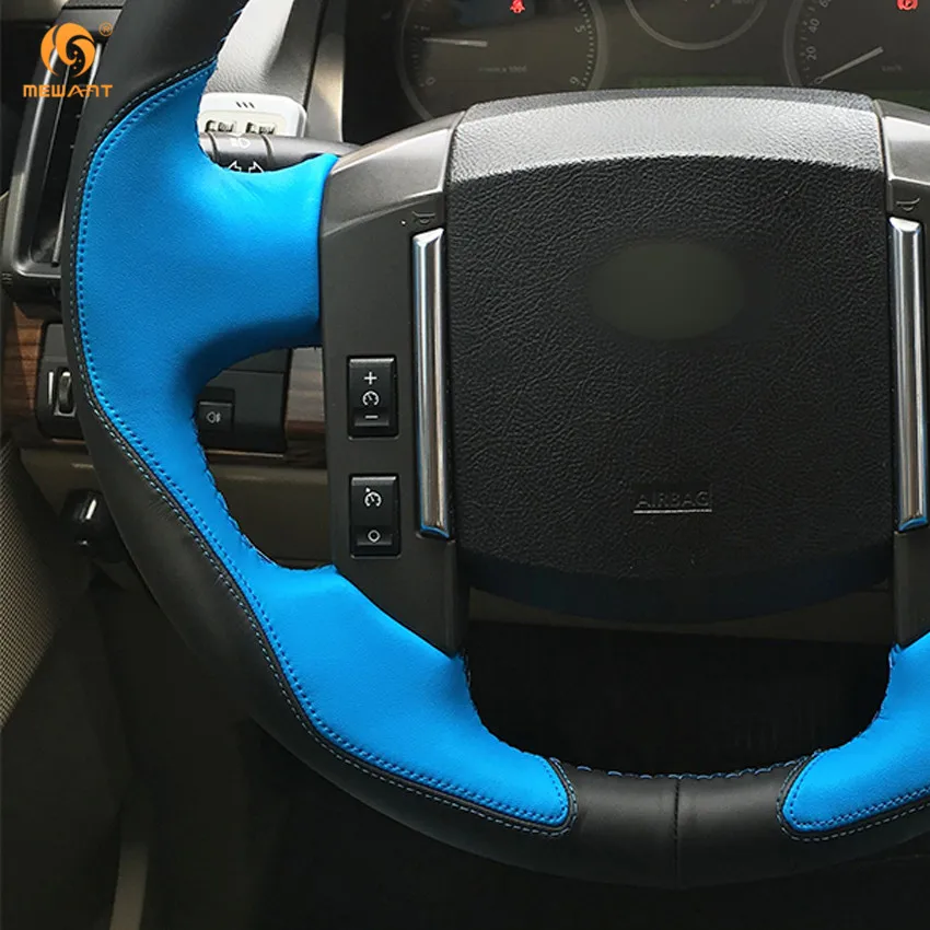 Чехол на руль автомобиля MEWANT из черной кожи и синей для Land Rover Freelander 2 2007 2012 LR2