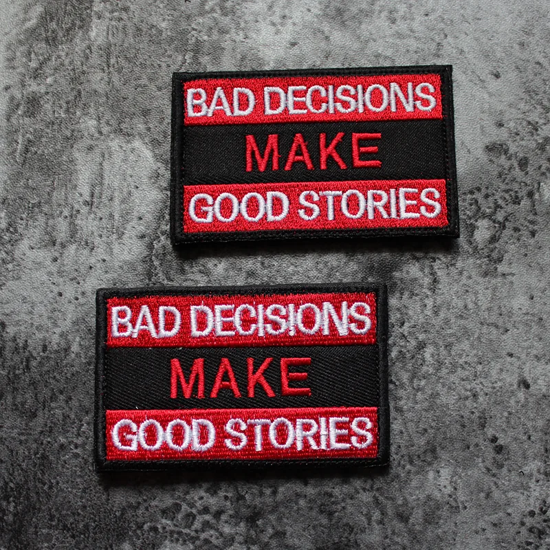 Нашивки с вышивкой хорошие истории плохое решение Английский алфавит