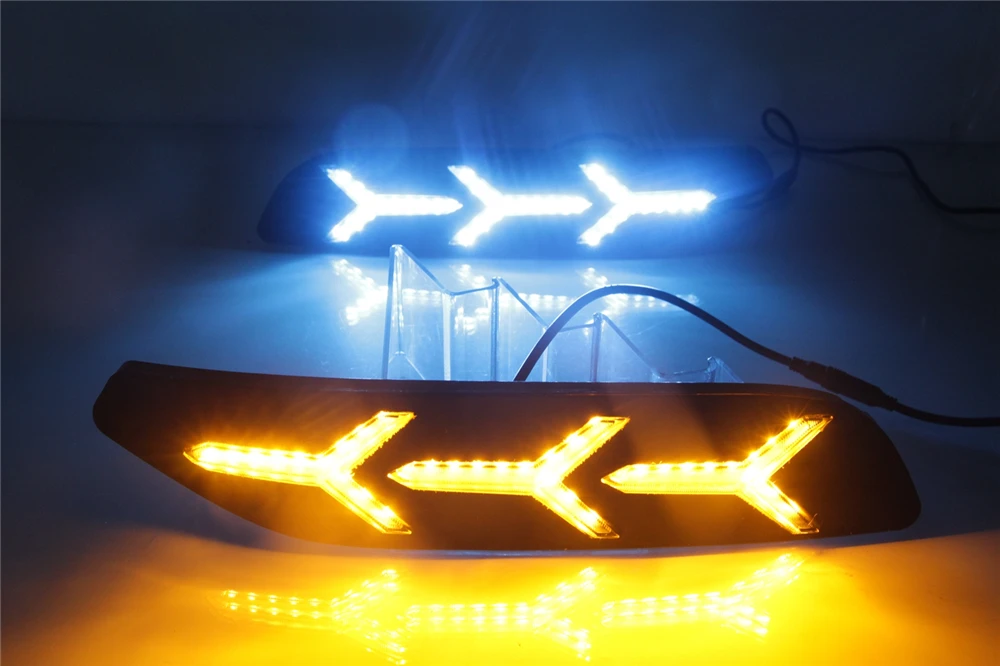 1 пара Габаритные огни DRL светодиодный вождения динамический стример потока