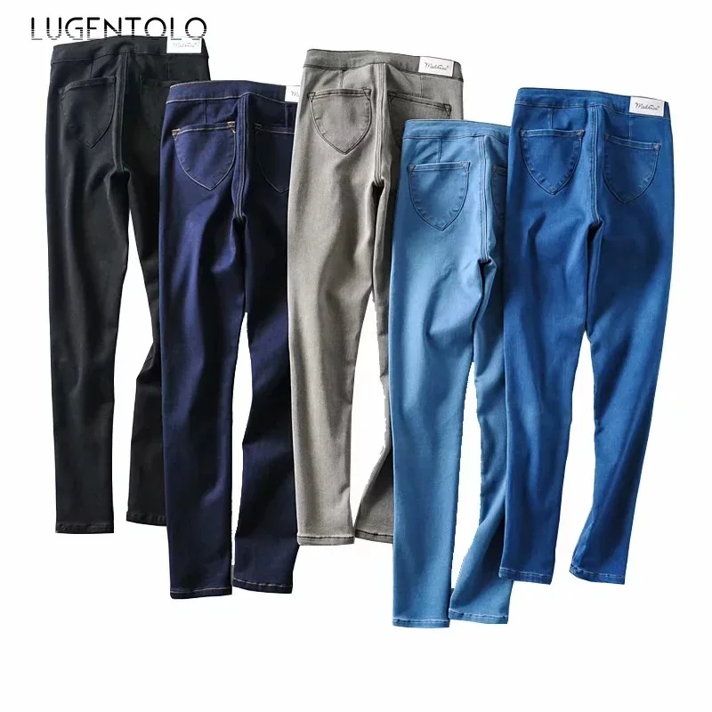 

Lugentolo Women Sexy Jeans Slim Fit High-Waisted Super Stretch Solid Jeans casual Hip Tight Capri-Pants Female Fashion Jeans