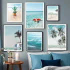Настенная картина с изображением пальмы, ананаса, дерева жизни, пляжа, постер, Скандинавская живопись для интерьера дома, современный декор