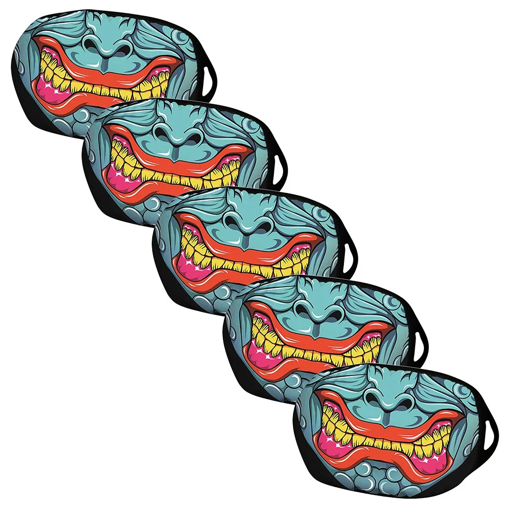 Маска для Хэллоуина 5 шт. Пылезащитная многоразовая тканевая карманная маска рта