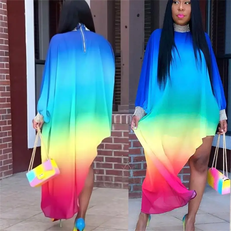 Женский ассиметричный вечерний сарафан средней длины с высокой талией и длинным