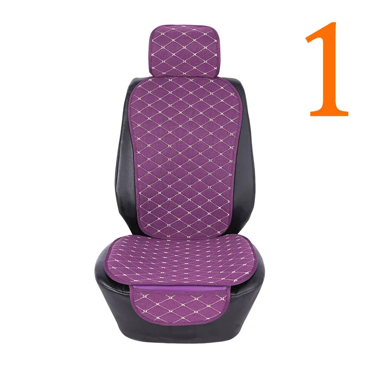 Purple Чехол на переднее автомобильное сиденье со спинкой Универсальный Дышащий льняной защитный коврик для сидения коврик для авто сидение подходит аксессуары для интерьера - Название цвета: Purple