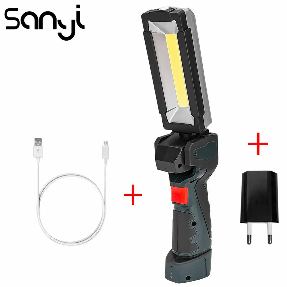 

COB LED Work Light 5 Modes Flashlight Rechargeable Torch for Camping Lantern 360 Degrees Rotate Emergency Light Flashlamp
