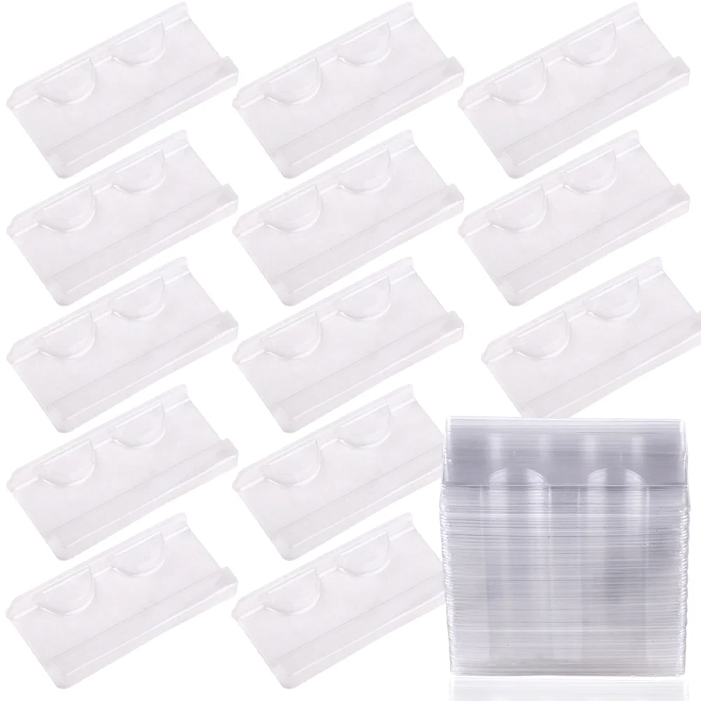 Wholesale 50/100Pcs Lash Tray Clear False Eyelash Box Package Case Holder Transparent 25mm Empty Lashes Trays Storage Packaging