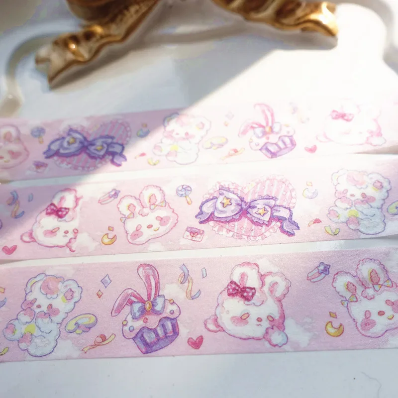 5 м Kawaii набивная коррекционная лента «кролик» девичье сердце бант конфеты розовый медведь луна звезды милый торт Декор васи лента DIY скрапбукин Маскировка