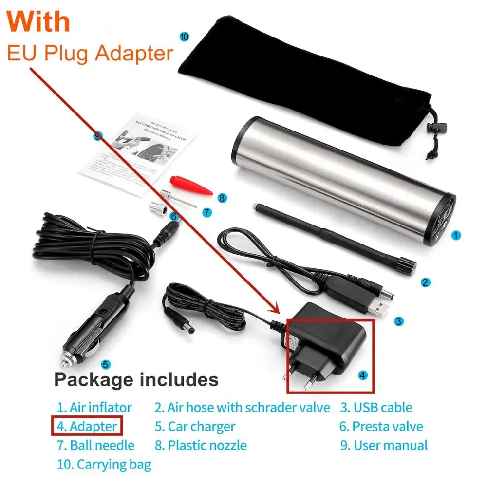 ZEEPIN 150 фунтов на квадратный дюйм перезаряжаемый Электрический компрессор 12 в