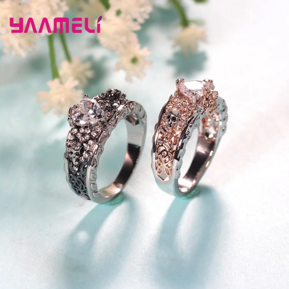 Ретро готический панк женские и мужские кольца трендовые черепа 925 пробы