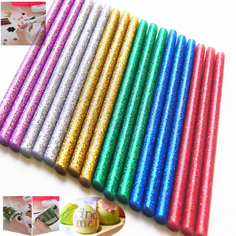 

10pcs Colored Hot Melt Glue Sticks 7 X 100mm Glitter Powder Adhesive Professional Electric Glue Gun Christmas Crafts DIY Repair