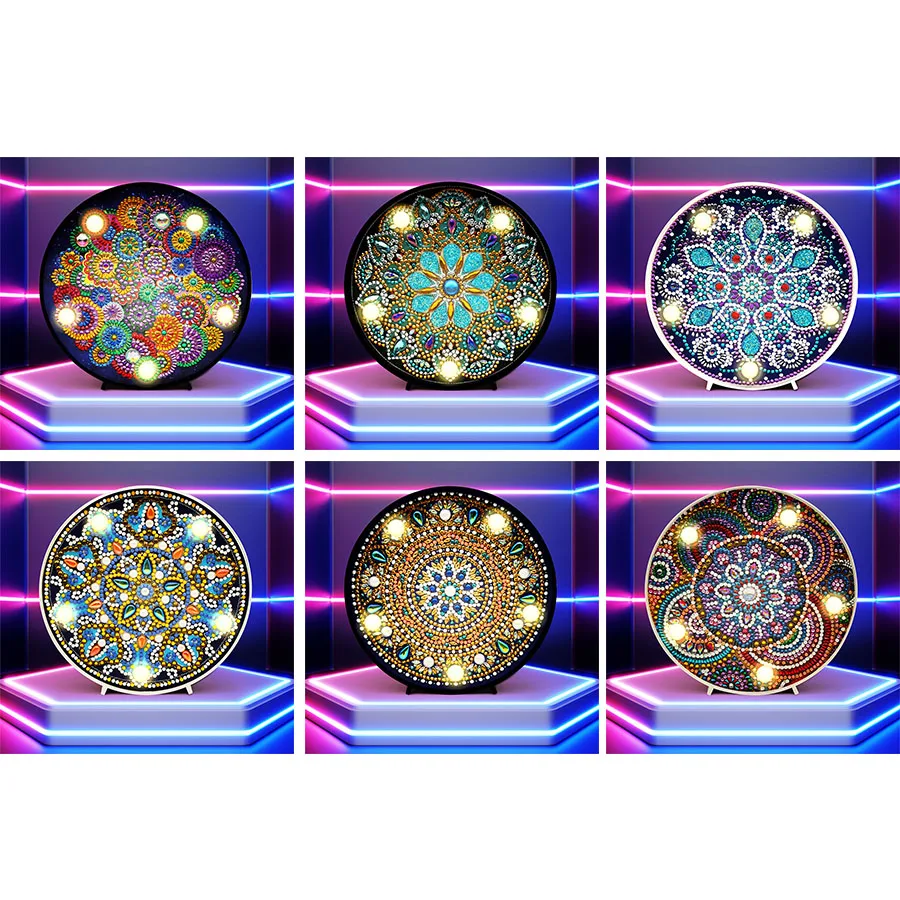 

5D Diamond Painting LED Light Mandala Embroidery Mosaic Kit Christmas Decoration Home Gift