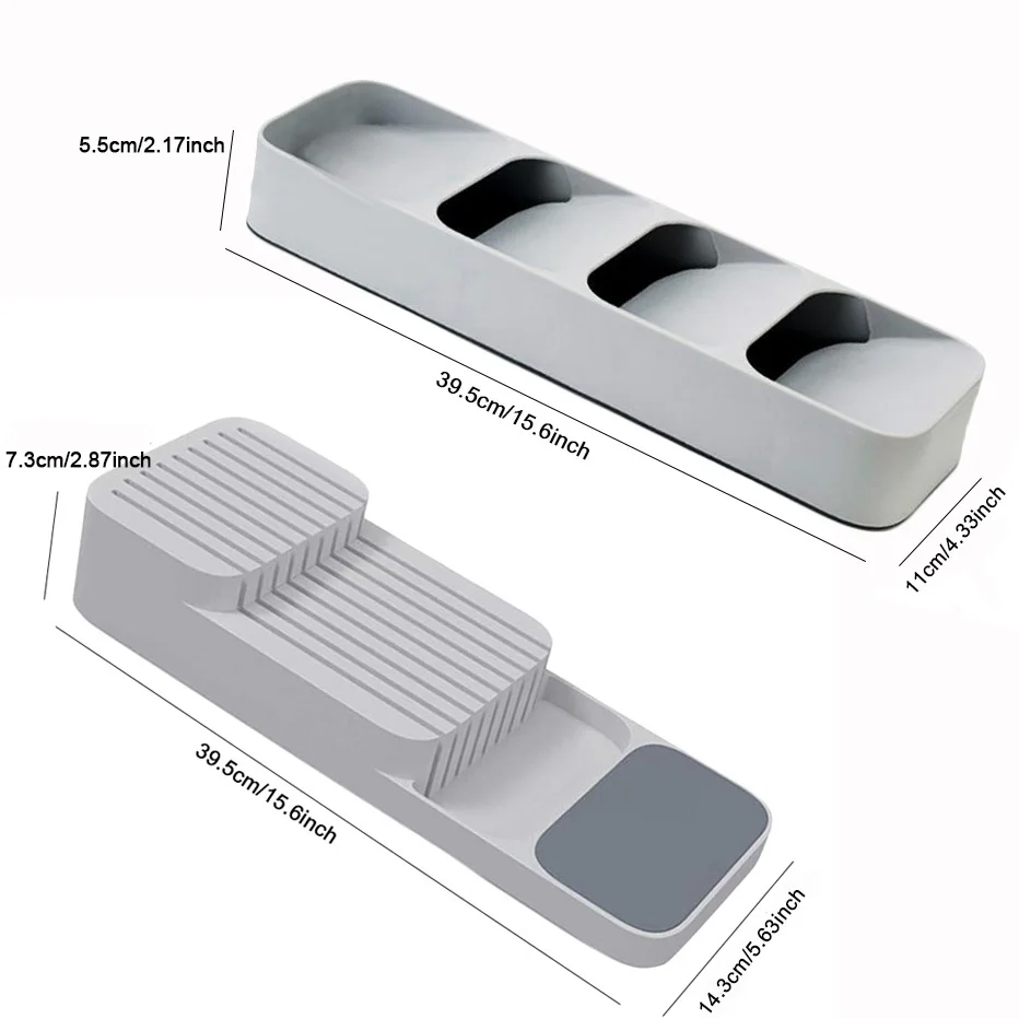 

Cutlery Storage Box Plastic Knife Block Holder Drawer Knives Fork Spoons Rack Stand Cabinet Tray Kitchen Organizer