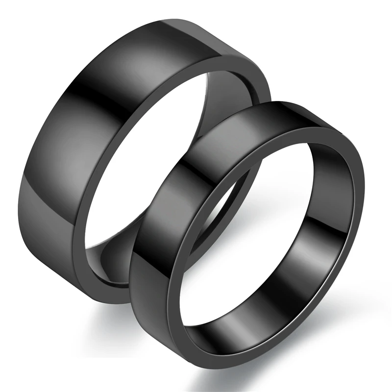 

Men's Ring Stainless Steel Ring Wedding Ring Black Glossy Ring