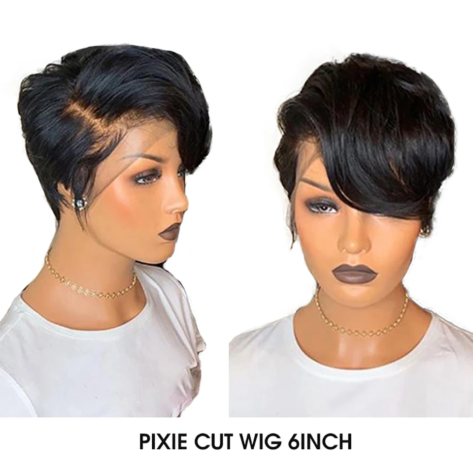 13x4 Pixie Cut парики бразильские короткие Боб человеческие волосы для черных женщин
