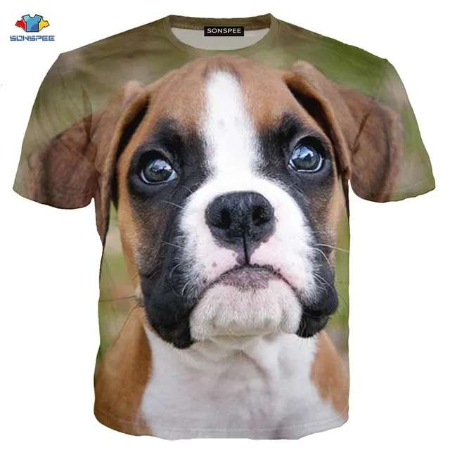 

LIASOSO 2021 New Trend 3D Printing Ferocious Hound Short-sleeved Fashion Young Home Must-have Short-sleeved Trendy Tooling