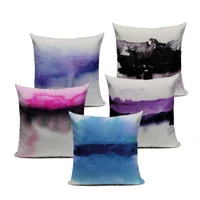 abstract art cushion cover sunset linen pink mountain watercolor ink car sofa home decor pillow cover throw pillow pillowcase