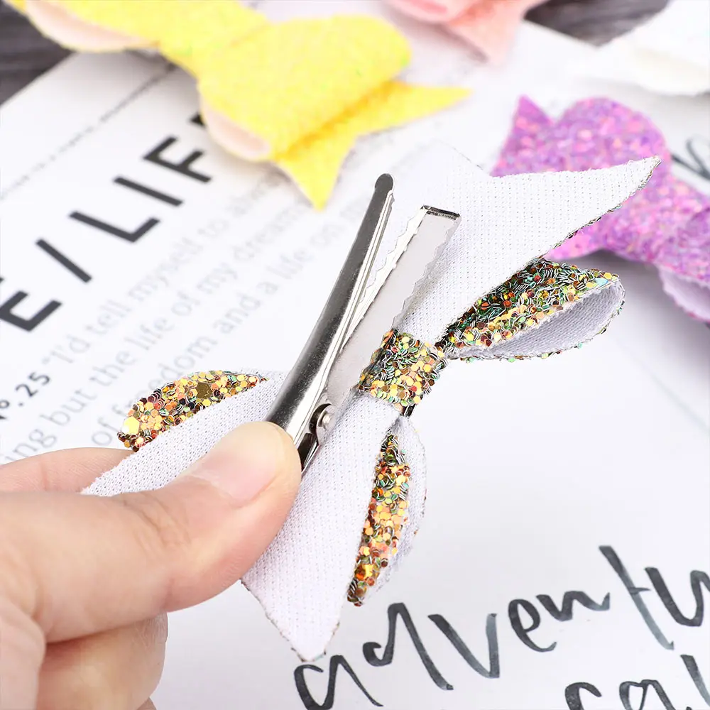 Детские модные заколки для волос с блестками и бантом красочные милые