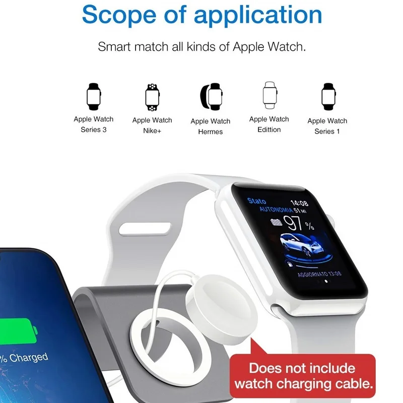 Настольный держатель для телефона Tongdaytech 4 в 1 Apple Watch 5 3 2 Быстрое беспроводное