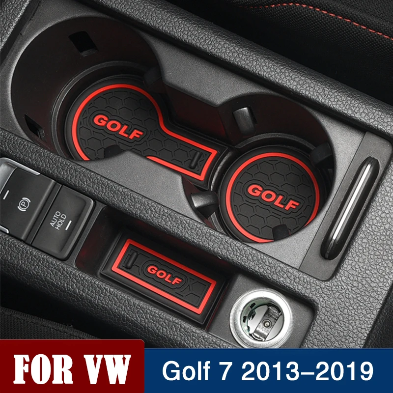 9pcs For Volkswagen VW Golf 7 MK7 2013-2016 2017 2018 2019 Accessories Rubber Door Mat Interior Anti-Slip Cup Pad Gate Slot Pad