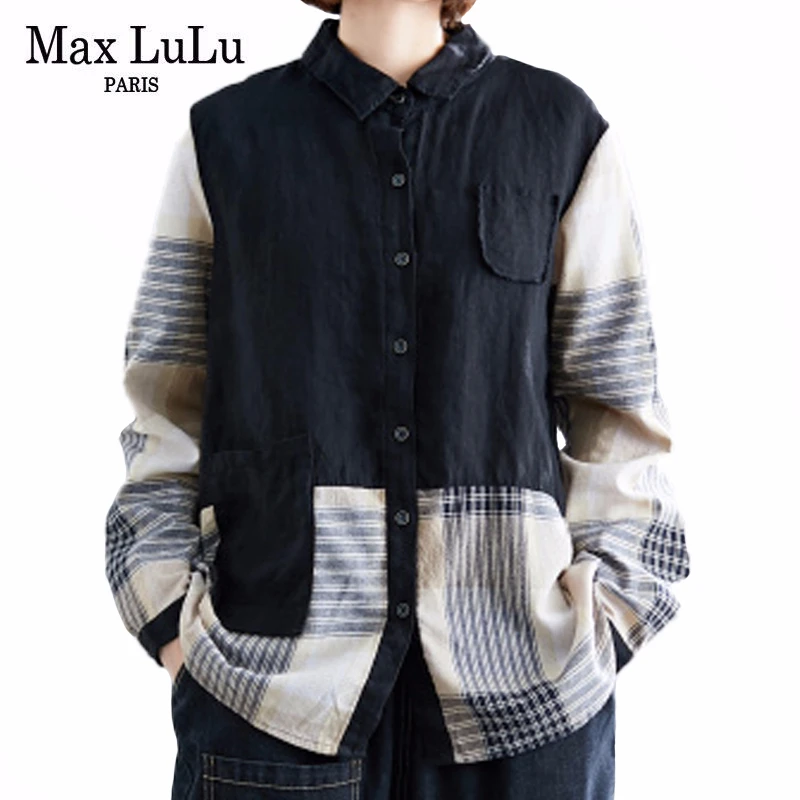 Max LuLu 2020 корейский модный стиль женские весенние винтажные рубашки Свободные