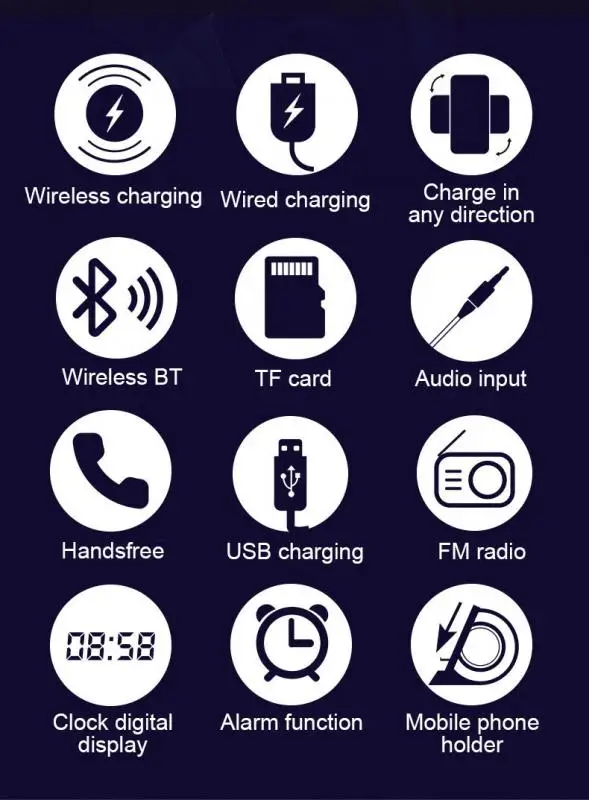 Беспроводное зарядное устройство 3-в-1 Bluetooth совместимый динамик часы поддержка